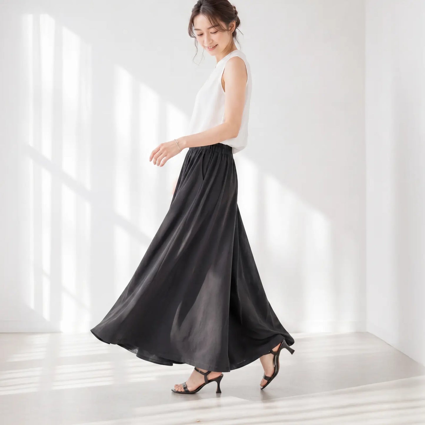 【新規限定 最大75%OFF】冷感ワイドレッグパンツ™ レディース 触冷感 ひんやり 吸水速乾 UVカット ウエストゴム 体型カバー 春夏 カジュアル